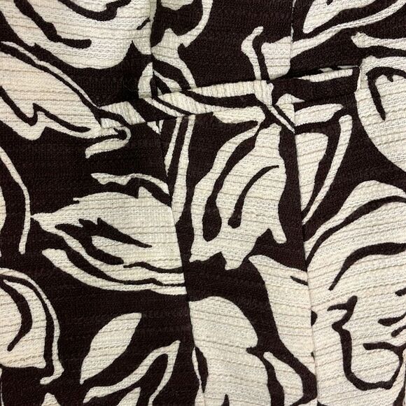 Talbots Woman Floral Jacquard Blazer 12W Brown Cream Cotton Linen Jacket - Picture 6 of 10